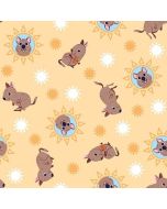 Aussie Oz-Born: Quokkas Yellow - Studio E Fabrics 8091-44