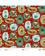 Merry Woof-Mas:  Dogs in Round Shapes - Studio E Fabrics 8351-88 red