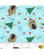 Merry Woof-Mas:  Dog House Toss Light Blue - Studio E Fabrics 8354-11 light blue