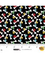 Merry Woof-Mas: Bone with Bow Toss Black - Studio E Fabrics 8359-99 black