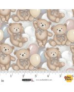 Sleepy Teddy: Teddy Bear and Clouds - Studio E Fabrics 8519-94 gray/multi