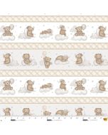 Sleepy Teddy: Border Stripe - Studio E Fabrics 8525-34 oatmeal/gray