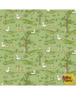 River Romp: Ducks in the Meadow -- Henry Glass Fabrics 864-66 green - 2 yards 1" remaining
