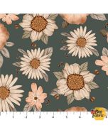 Charmwood: Large Floral Spruce - Figo Fabrics 90982-79