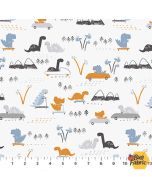 Fossil Folks: Dinosaurs Main - Figo Fabrics 91008-10 white