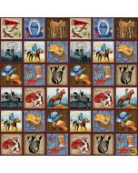 Sunset Rodeo: Small Rodeo Blocks (continuous yardage sold by 2/3 yard repeat) -- Henry Glass Fabrics 9147-33 multi - 3 repeats remaining