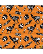 Glow Ghosts: Tossed Bones of Motifs Orange (Glow in the Dark) -- Henry Glass 9606g-33