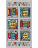 Man Cave: 6 Block Panel (sold by 2/3 yard repeat) Black -- Henry Glass Fabrics 9654-99