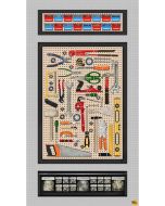 Man Cave: Handyman Tool Panel (sold by 2/3 yard repeat) Silver -- Henry Glass Fabrics 9655p-90