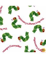 Eric Carle: The Very Hungry Caterpillar Tossed Caterpillars Words - Andover Fabrics 7762 g