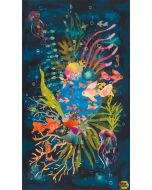 Oceanica: Fish Panel (2/3 yard) - Robert Kaufman Fabrics aqsd-22404-9 navy