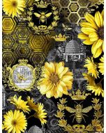 Queen Bee: Sunflower Allover Black -- Timeless Treasures Fabrics bee-cd1351 black 