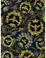 Queen Bee: Golden Crests Black -- Timeless Treasures Fabrics bee-cd1355 black - 2 yards 19" + FQ remaining