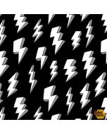 Superheroes Wear Masks: Lightning Bolts White -- Blank Quilting 1610-01 white - 2 yards 17" remaining