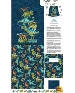 Dino Roar: Dinosaur Drawstring Bag Panel (2/3 yard) with cord (4 yards) - Northcott Fabrics c28469-48