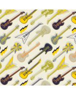 Rock On:  Amped Up Guitars Cream -- Camelot Fabrics 21200101-2