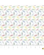 Teachers Rule: Paper Clips Multi - Camelot Fabrics 21200202-2