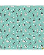 Mary Poppins: Disney Tossed Penguins Blue -- Camelot Cottons 85460204-2 