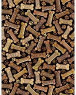 Dogs Rule Happiness Has Paws: Tossed Dog Bones Black -- Timeless Treasures Fabric dog-c8555 black