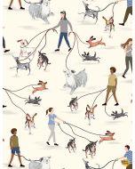 Dogs Rule Unleashed: People Walking Their Dogs -- Timeless Treasures Fabrics dog-cd1242 cream