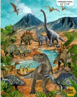 Prehistoric World Stonehenge: Oversized Dinosaur Panel (43" x 54") -- Northcott Fabrics dp24740-68 