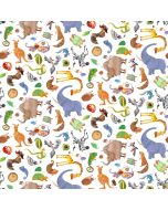 ABC 123: Animal Toss White Multi  -- Northcott Fabrics 24947-10