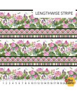 Water Lilies: Border Stripe -- Northcott Fabrics 25056-11 cream multi