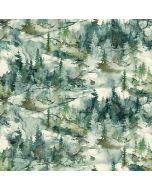 Northern Peaks: Scenic Dark Pine -- Northcott Fabrics dp25168-78 - 1 yard remaining