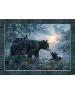 Moonlight Kisses: Bear Panel Dark Blue (32" x 43") - Northcott dp26725-49