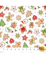 Sugar Coated: Christmas Cookies White - Northcott Fabrics dp27143-10 