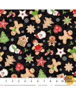 Sugar Coated: Christmas Cookies Black - Northcott Fabrics dp27143-99