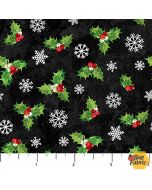 Sugar Coated: Holly Snowflakes Black - Northcott Fabrics dp27148-99