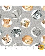 Wild One: Tossed Safari Animal Heads - Northcott Fabrics dp27690-94