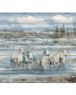 Running Free: Horse Panel Blue Multi (40" x 43") -- Northcott Fabrics dp28586-42
