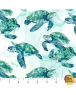Coral Reef: Turtles White Multi - Northcott Fabric dp28878-10