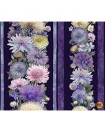 Mystic Meadow: Floral Border Stripe - Timeless Treasures fleur-cd4212 purple