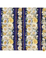 Lumiere: Floral Border Stripe - Timeless Treasures Fabrics fleur-cd4353 night - presale June/July