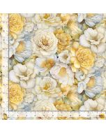 Lumiere: Packed Flower Heads Cream - Timeless Treasures Fabrics fleur-cd4355 cream - presale June/July