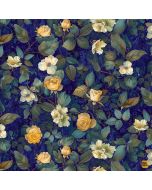 Lumiere: Med Floral with Leaves - Timeless Treasures Fabrics fleur-cd4356 midnight - presale June/July