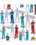 Frontline Heroes: Heroes White Silhouette -- Robert Kaufman srk-20334-1 white