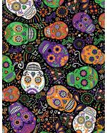 Sugar Skulls: Day of the Dead Mardi Gras Skulls  - Timeless Treasures Fabrics fun-c8664 black