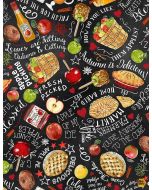 Happy Harvest: Harvest Treats & Words -- Timeless Treasures Fabrics gail-cd1424 black