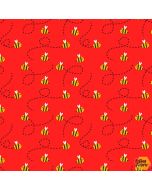 Numbers in the Jungle: Bees Red -- Henry Glass 9249-88 - 2 yards 34" + FQ remaining