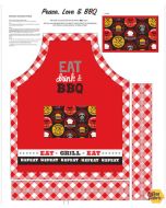 Peace, Love & BBQ: Apron Panel (1 yard) -- Henry Glass Fabric 9513p-88 - 1 remaining