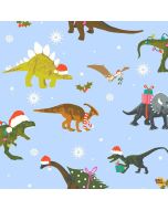 Santa-Saurus: Holiday Dinosaurs Santa - Timeless Treasures Fabrics holiday-cd2792 blue