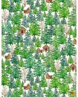 Christmas Countdown: Stacked Evergreen Trees -- Timeless Treasures Fabrics holiday-cd8981 cream
