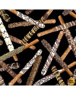 Chocolicious: Chocolate Pretzel Rod Black -- Kanvas Fabrics 9848-12b