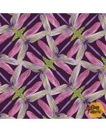 Dance of the Dragonfly: Pinwheel Geo Plum (with Metallic) - Kanvas 8502m-66b - 1 yard 10" remaining