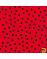 Remix: Red/Black Dot Poppy - Robert Kaufman 12136-302 poppy - 1 yard 24" + FQ remaining