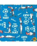 Dr. Seuss The Cat in the Hat: Cat/Words Tossed Blue - Robert Kaufman 10796-203 